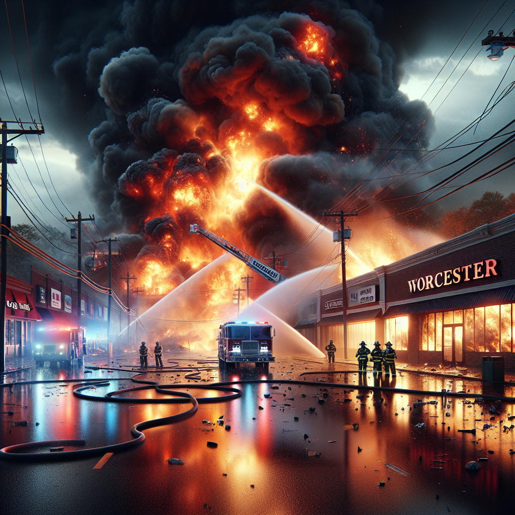 Raging blaze rips through businesses at Worcester strip mall